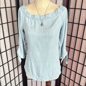 Saks Fifth Avenue powder blue on or off-shoulder top